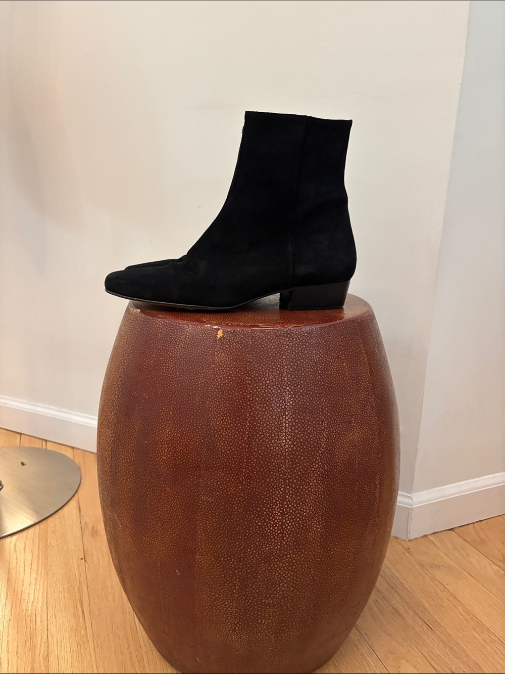 Flattered Black Suede Heeled Ankle Boots